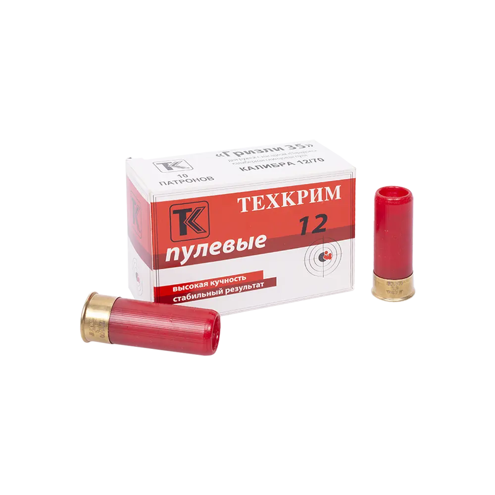 Патрон Техкрим 12/70 с пулей Гризли 35 (в упаковке 10 шт) (в коробке 240 шт.). Фото №2