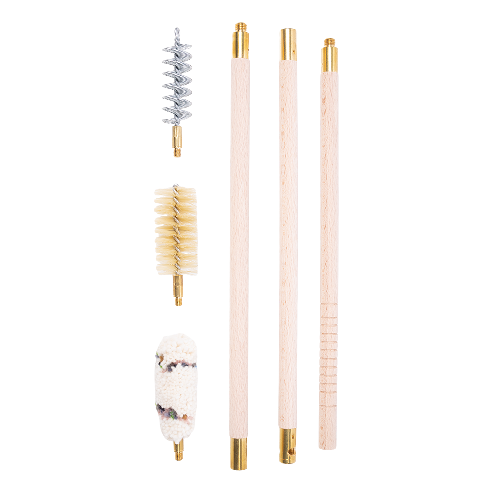 Набор для чистки Stil Crin в картонной коробке, деревянный шомпол, 3 ерша, 16 калибр. Фото №2