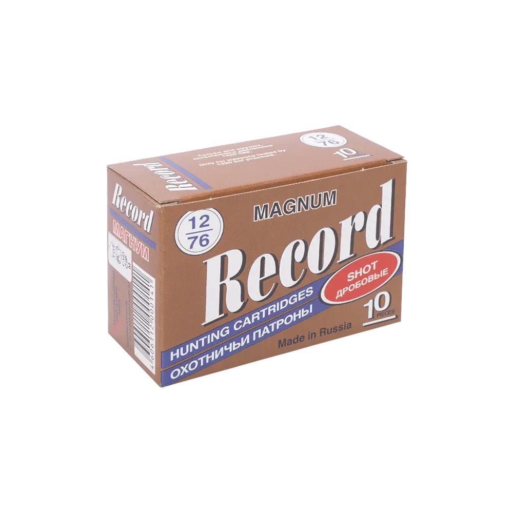 Патрон РЕКОРД МАГНУМ 12/76 дробь № 2 (в пачке 10 шт.) (в коробке 200 шт.). Фото №1 Патрон РЕКОРД МАГНУМ 12/76 дробь № 2 (в пачке 10 шт.) (в коробке 200 шт.). Фото №1