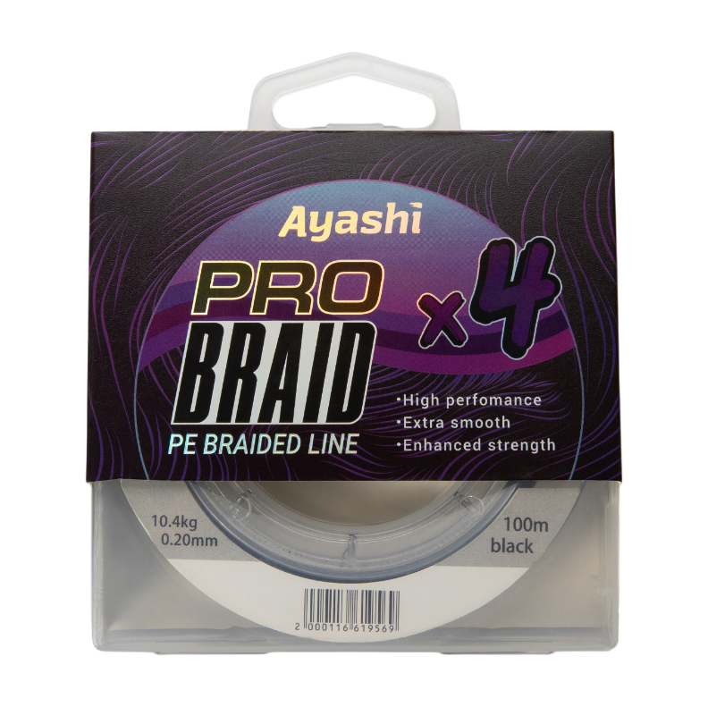 Плетенный шнур Ayashi PRO BRAID-X4 (black) d-0,20mm (100м). Фото №1