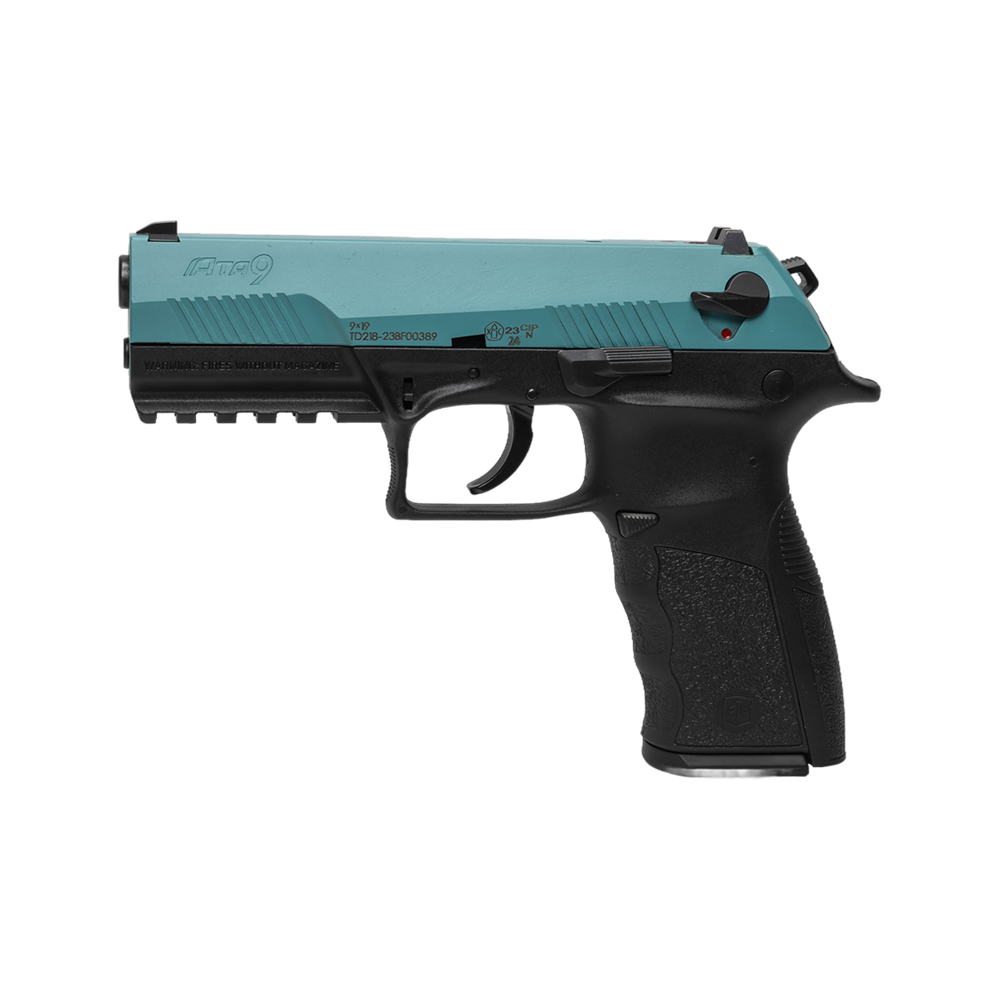Пистолет АТА9 калибр 9*19 мм, Bosphorus, голубой затвор, черная рамка. Фото №5 Пистолет АТА9 калибр 9*19 мм, Bosphorus, голубой затвор, черная рамка. Фото №5