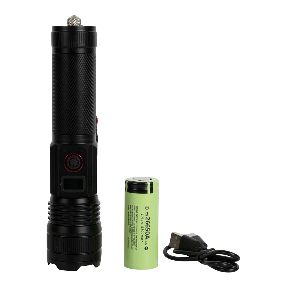 Фонарь ручной (аккум.26650 COB диод, индикатор заряда, Type-C, PowerBank, стеклобой). Фото №1 Фонарь ручной (аккум.26650 COB диод, индикатор заряда, Type-C, PowerBank, стеклобой). Фото №1