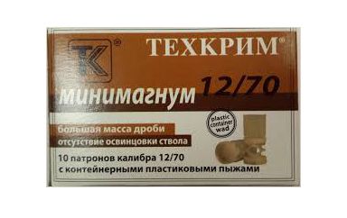 Патрон Техкрим 12/70 Минимагнум № 3 (в упаковке 10 шт) (в коробке 240 шт.). Фото №1