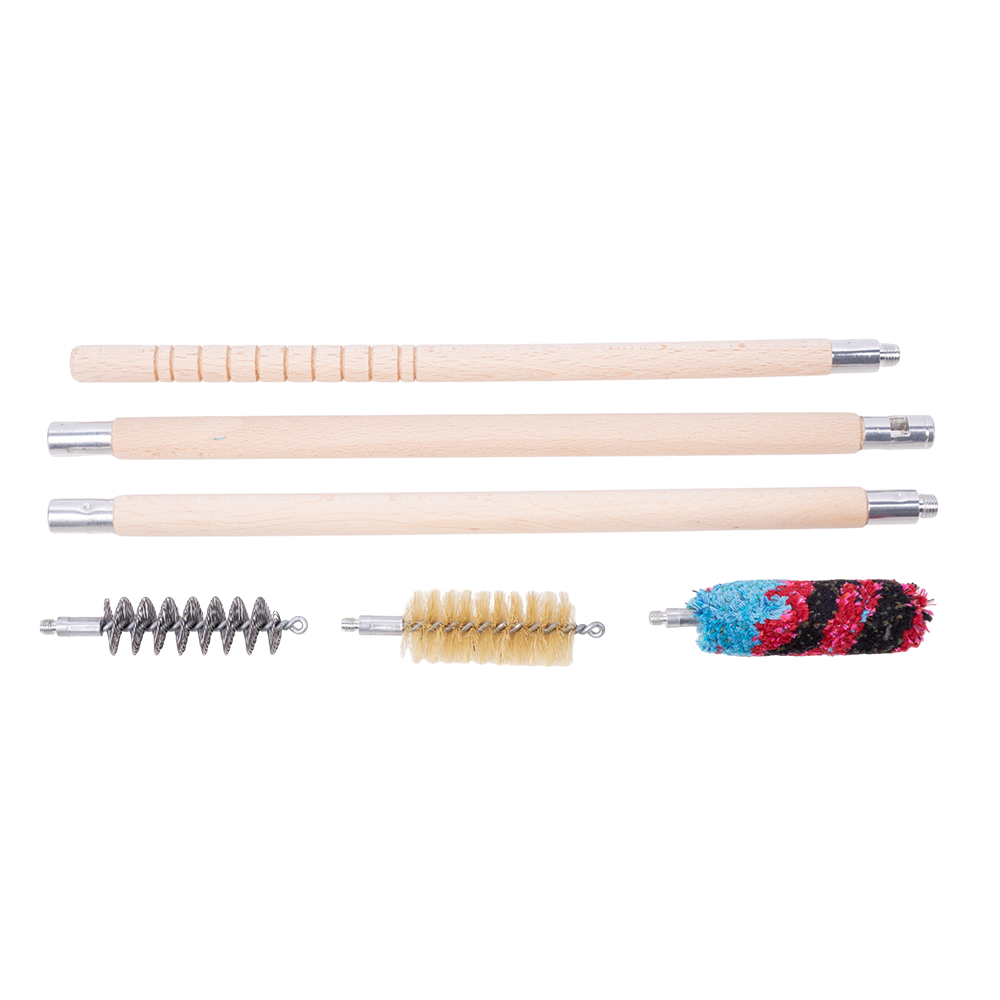 Набор для чистки оружия MegaLine в чехле, деревянный шомпол, 3 ерша, 20 калибр. Фото №1