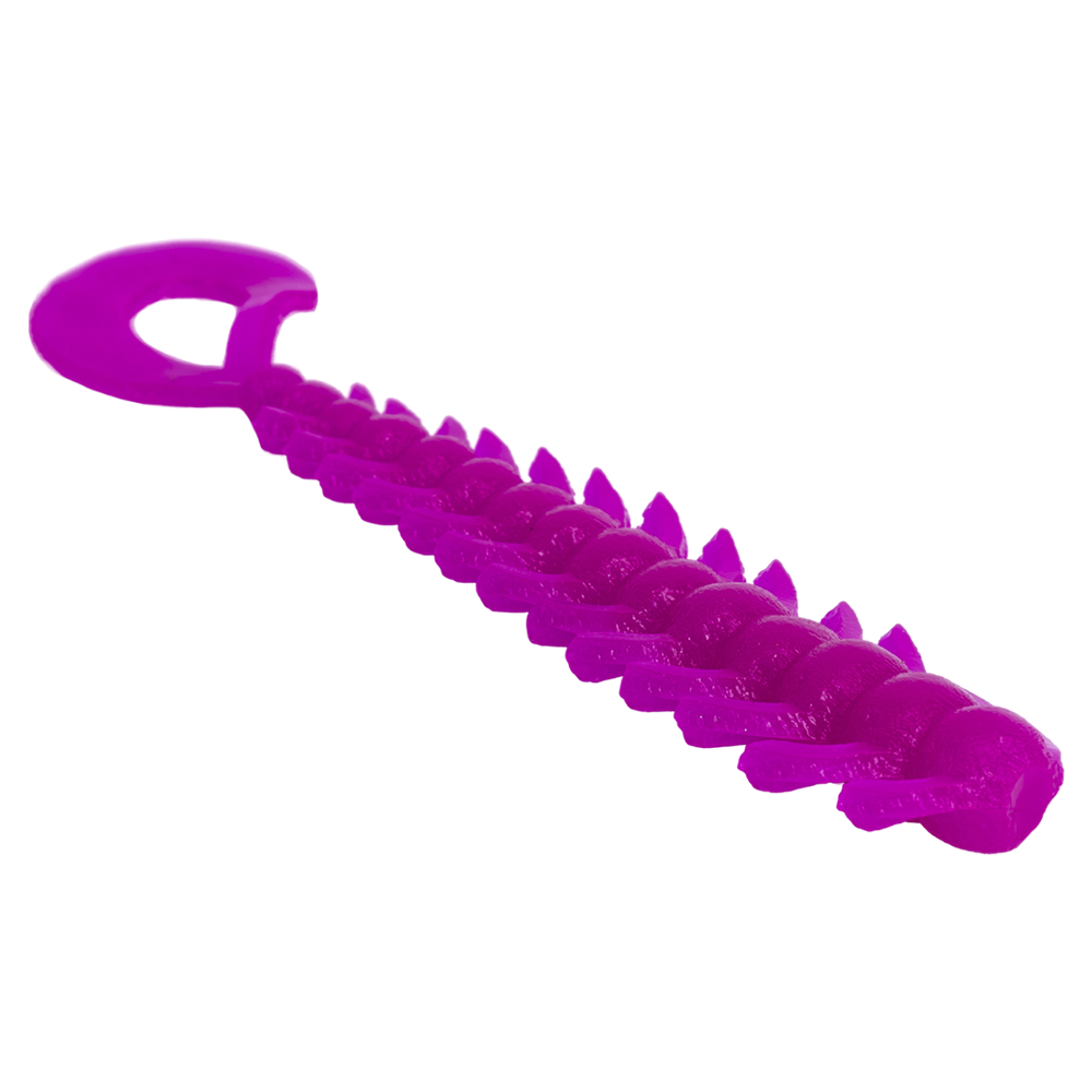 Резина съедобная виброхвост VIKING серия Многоножка 75 мм, фиолетовый фл (8 шт.). Фото №2