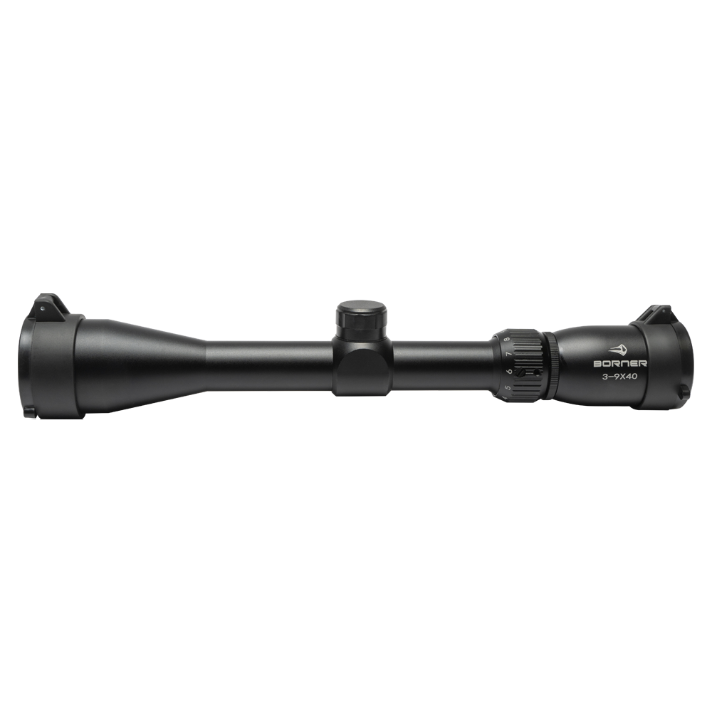 Прицел оптический BORNER 3-9x40 Mildot (крышки + кольца). Фото №1