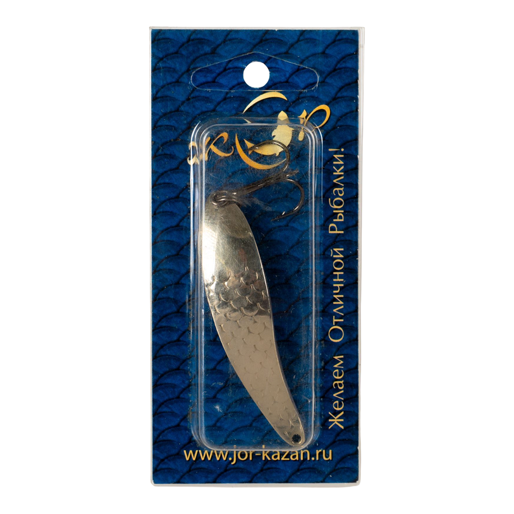 Блесна ЖОР Ятаган 65мм, 22гр, цвет (нейзильбер/нейзильбер) тройник. Фото №1