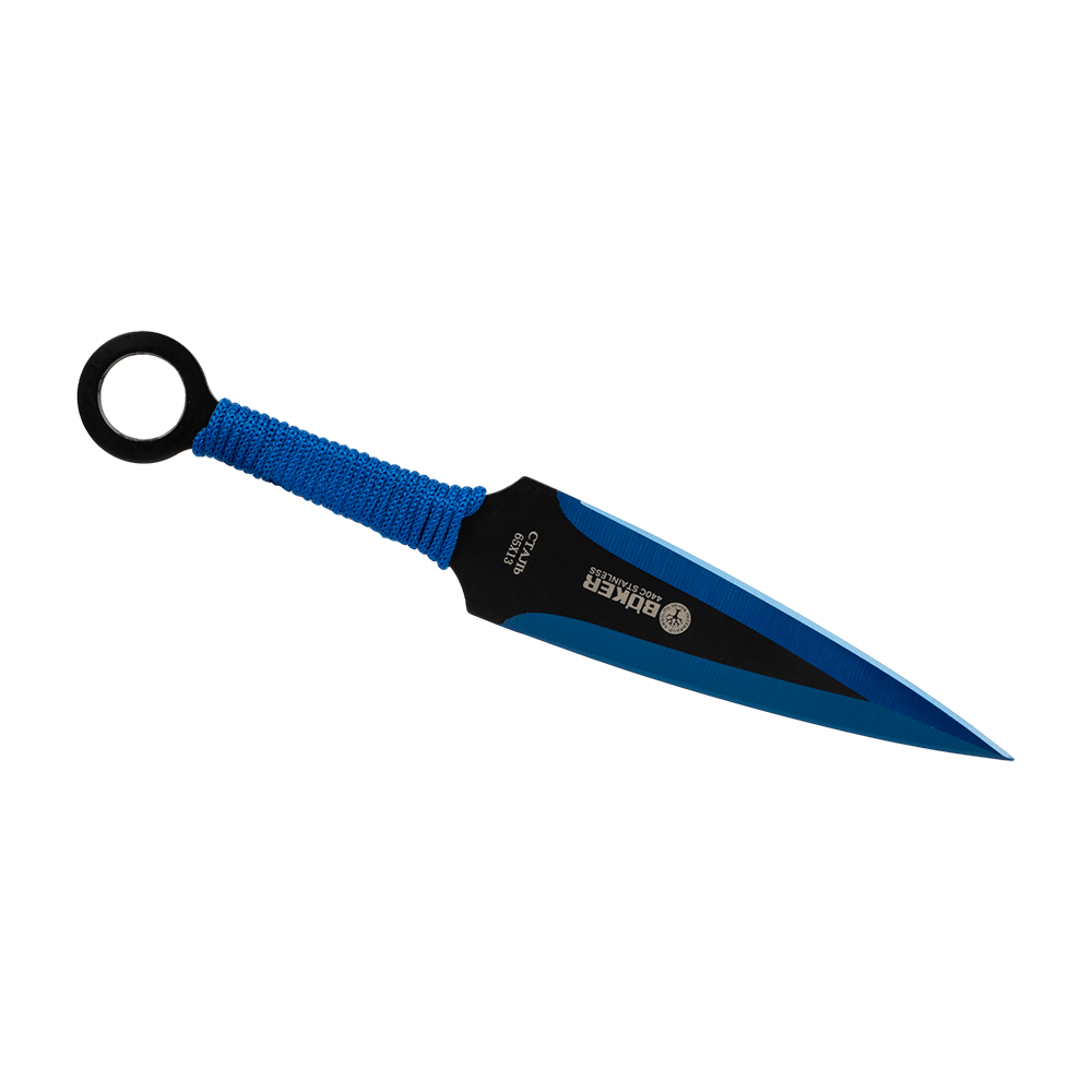 Нож метательный "Boker" (набор из 3 шт.) A006L, рукоять паракорд (синий) (Ярхант). Фото №1