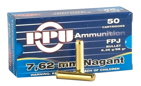 Патрон нарезной PARTIZAN PPU калибр 7,62 Nagant FPJ 6,35 гр. (в пачке 20 шт.). Фото №1