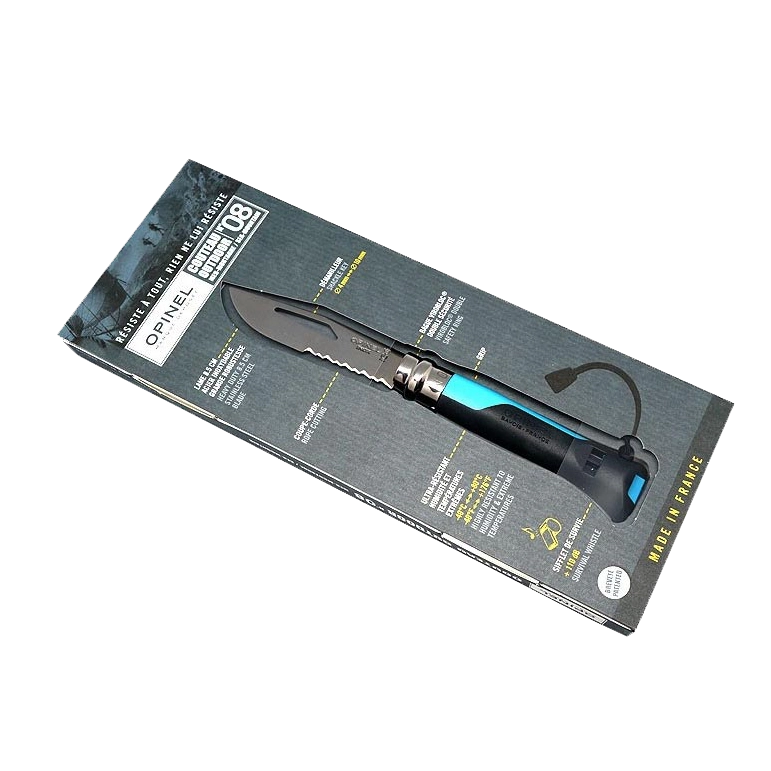 Нож Opinel Specialists Outdoor №08, клин. 8,5см, нержавеющая сталь, рук. пл., св-ок, синий/серый 4 шт/уп. Фото №3