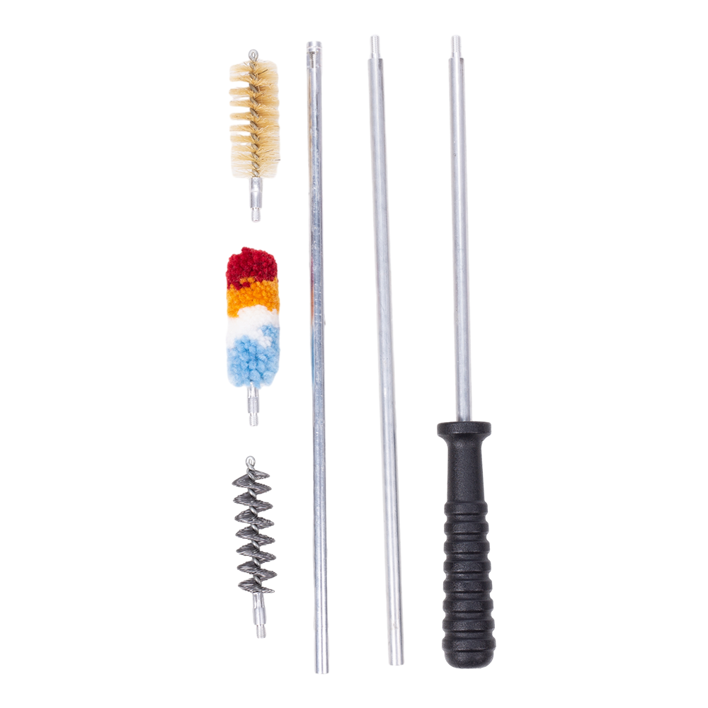 Набор для чистки оружия MegaLine в пластиковой коробке, откр.крышка, алюминиевый шомпол, 3 ерша, 20 калибр . Фото №3