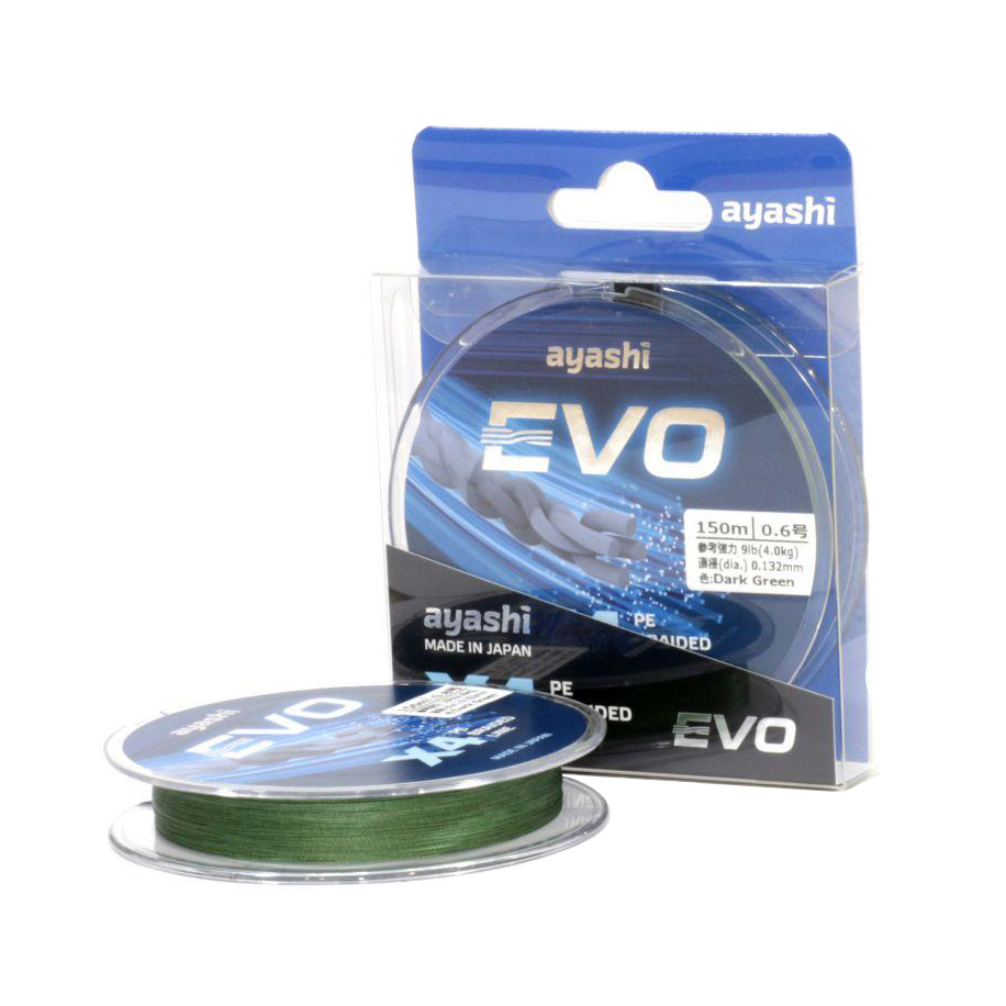 Плетеный шнур Ayashi EVO-X4 (dark green) d-0,242mm. Фото №1