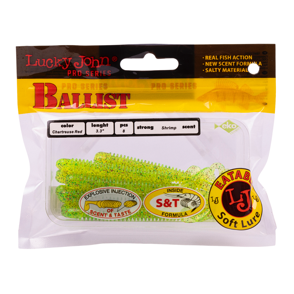 Твистер Lucky John Pro Series Ballist 3,3" 84мм, (8шт. упак.) цвет S15. Фото №5