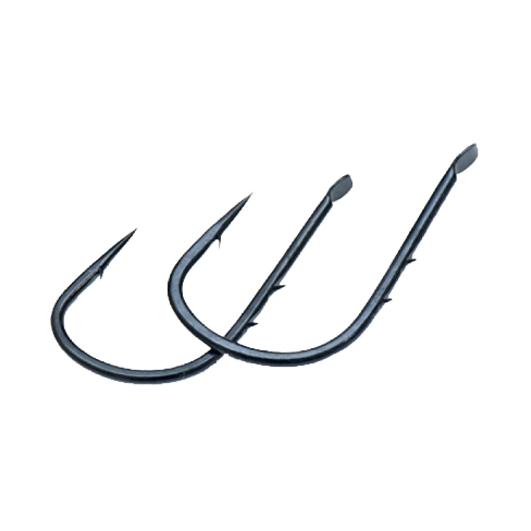 Одинарный крючок OWNER, лопатка, черный, кованый, засечка на цевье. Фото №1