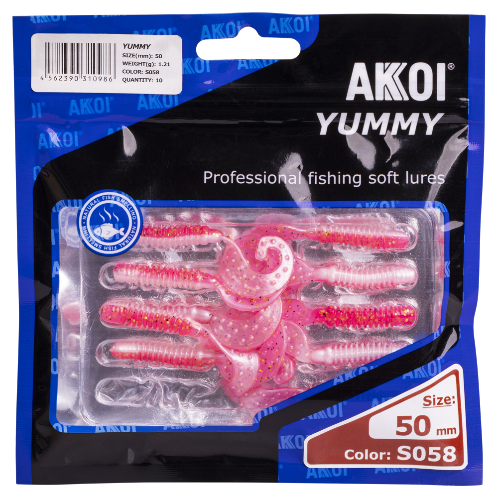 Приманка AKKOI Yummy (твистер) 50 S058 (уп. 10/6шт). Фото №3