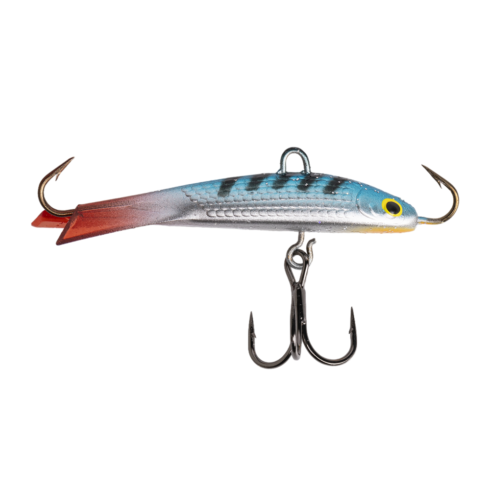 Балансир Kuusamo Tasapaino X-PRO 50мм, 6гр, цвет (RB/BLU-S) с тройником. Фото №1