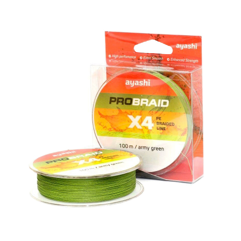 Плетенный шнур Ayashi PRO BRAID-X4 (army green) d-0,10mm (100м). Фото №2