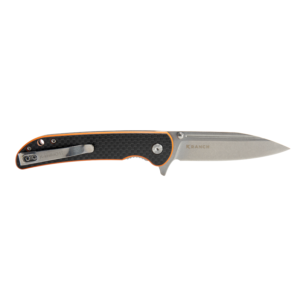 Нож складной Kranch O-125, клинок AUS8, рукоять G10 orange, carbon. Фото №4