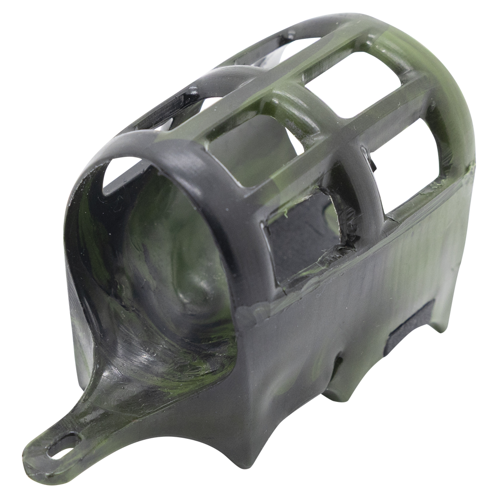 Груз-кормушка пластиковая X-FEEDER PL CAMO RIVER CAGE M 050 г (40 мл, цвет камо, сетка). Фото №3