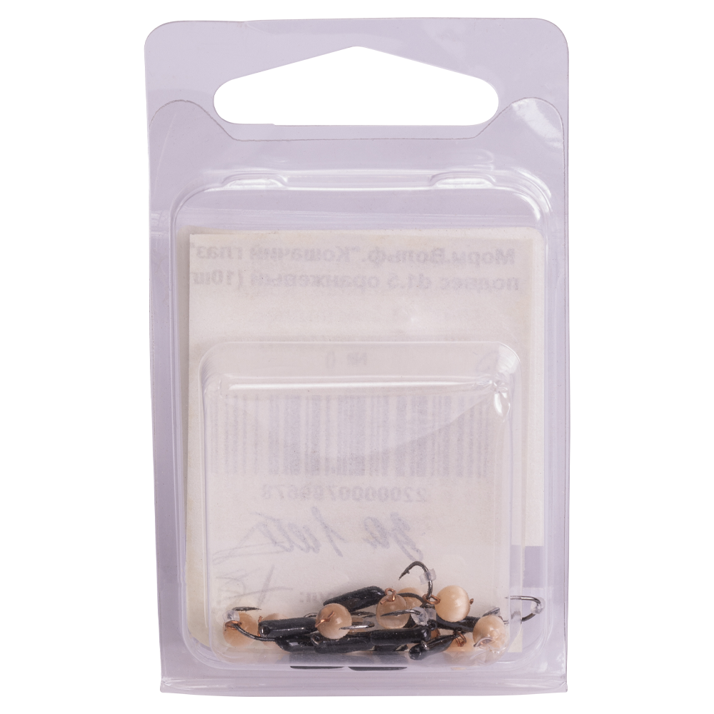 Мормышка вольфрамовая Trye Weight черная "Кошачий глаз" d1,5мм подвес, оранжевый (10шт). Фото №2