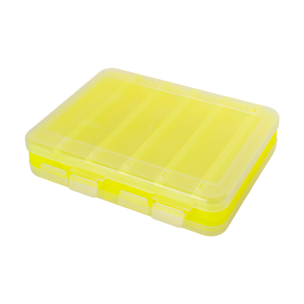 КОРОБКА для воблеров и балансиров ВБ-3 желтая 2-х стор.(5+5отд.)(200х160х45мм). Фото №1
