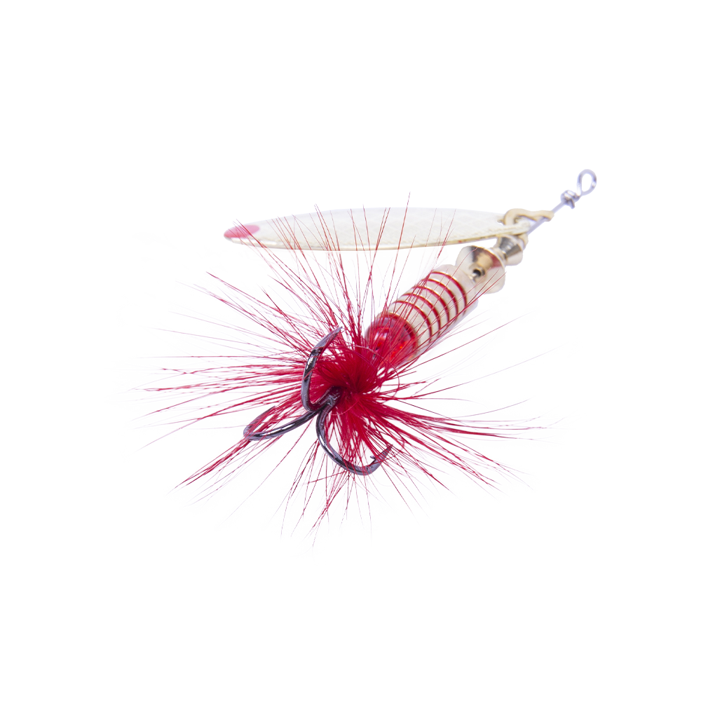 Блесна вращающаяся MADFISH Aglia Long №1, 6гр, цвет (Gold-red-dot). Фото №3