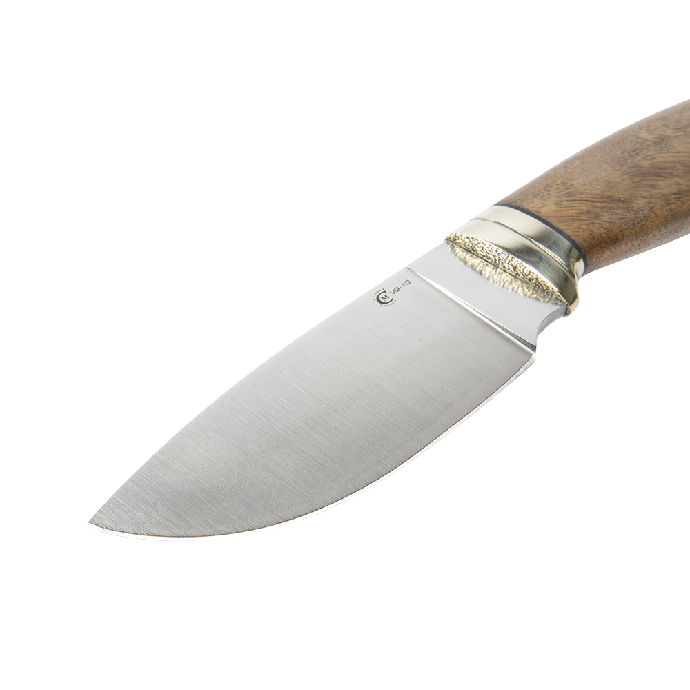 Нож МС "Разделочный", сталь VG-10, лит.мельхиор,орех(кап). Фото №4