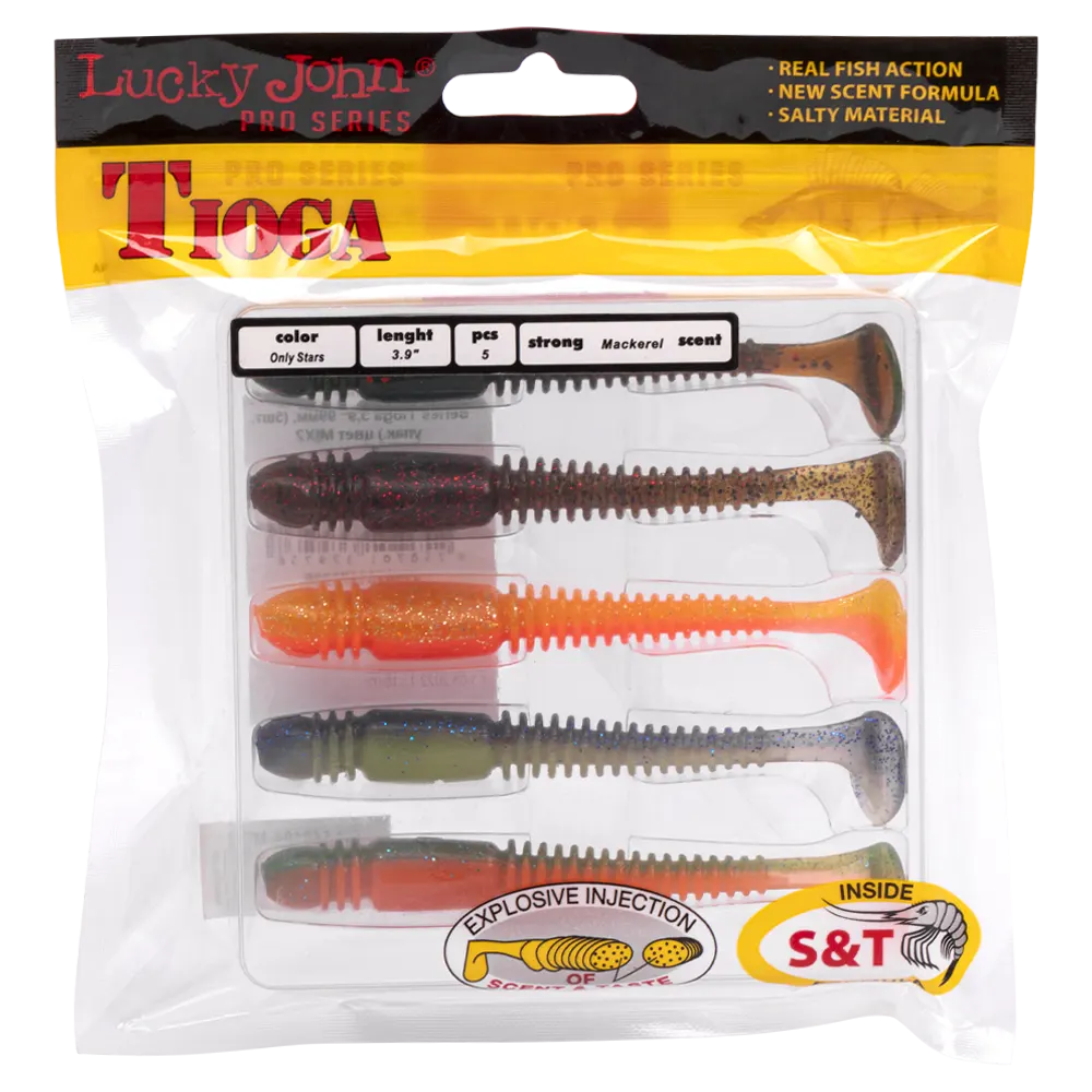 Виброхвост Lucky John Pro Series Tioga 3,9" 99мм, (5шт. упак.) цвет MIX2. Фото №4