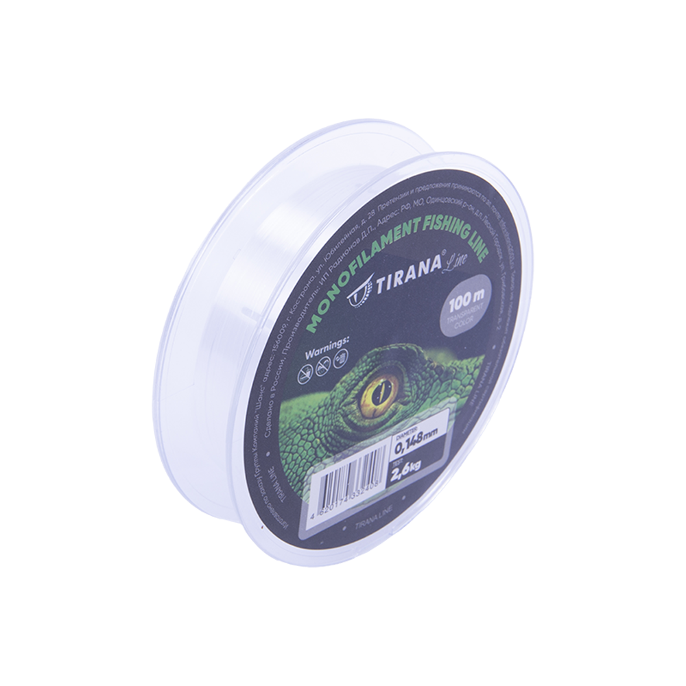 Леска монофильная прозрачная TIRANA LINE 100м - 0,148. Фото №2