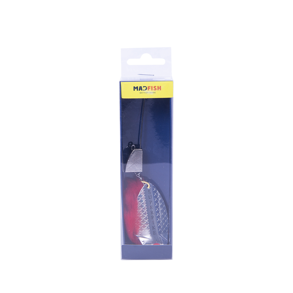 Блесна вращающаяся MADFISH Super Pike №4, 24гр, цвет (Silver-red-dot). Фото №1