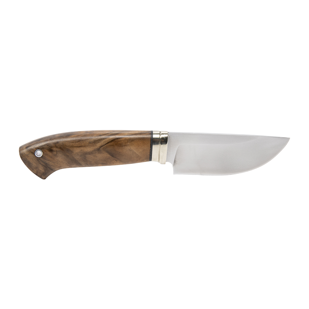 Нож МС Тайга, клинок VG-10, лит. мельхиор, орех(кап). Фото №2 Нож МС Тайга, клинок VG-10, лит. мельхиор, орех(кап). Фото №2