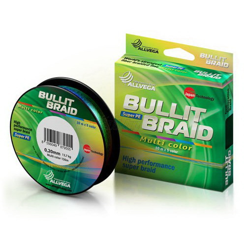 Леска плетеная ALLVEGA "Bullit Braid""Multi Color" 150м 0,08мм 4,5кг(BB150MC08). Фото №1 Леска плетеная ALLVEGA "Bullit Braid""Multi Color" 150м 0,08мм 4,5кг(BB150MC08). Фото №1