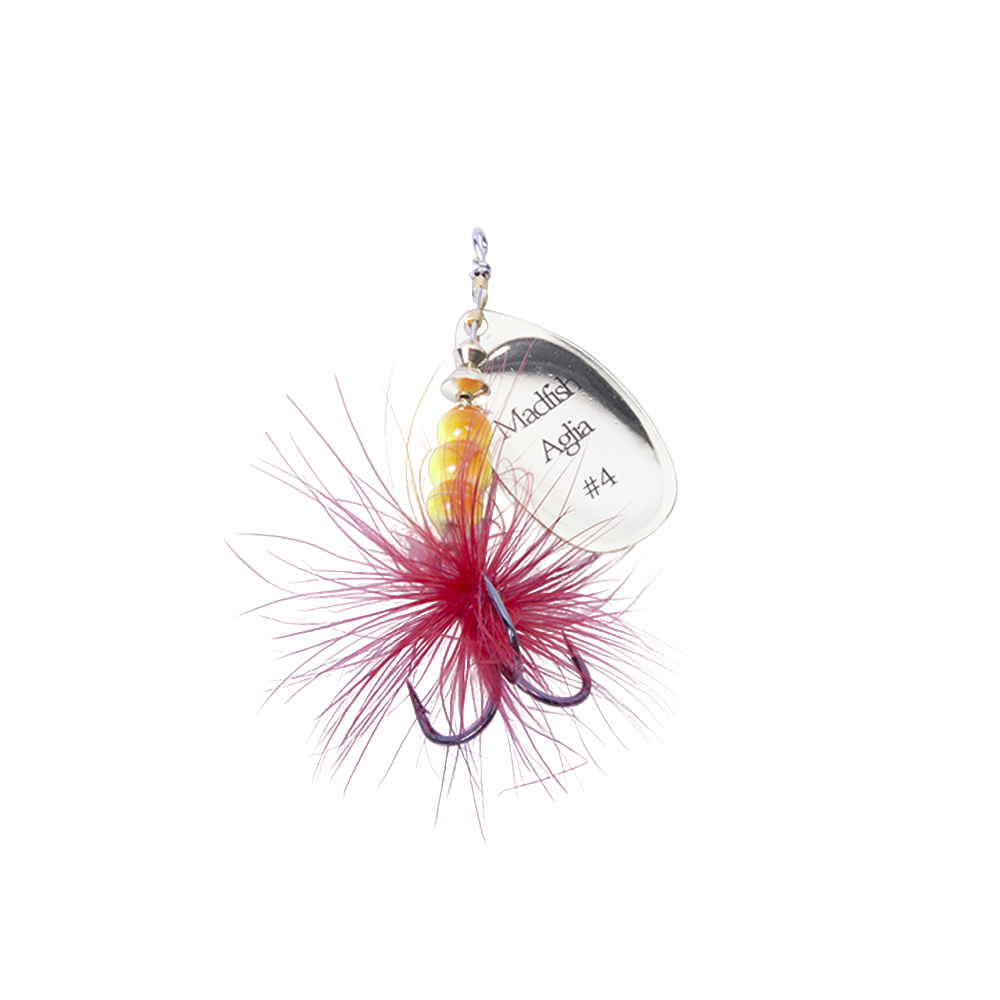 Блесна вращающаяся MADFISH Aglia №4, 9гр, цвет (Gold-red-dot). Фото №4