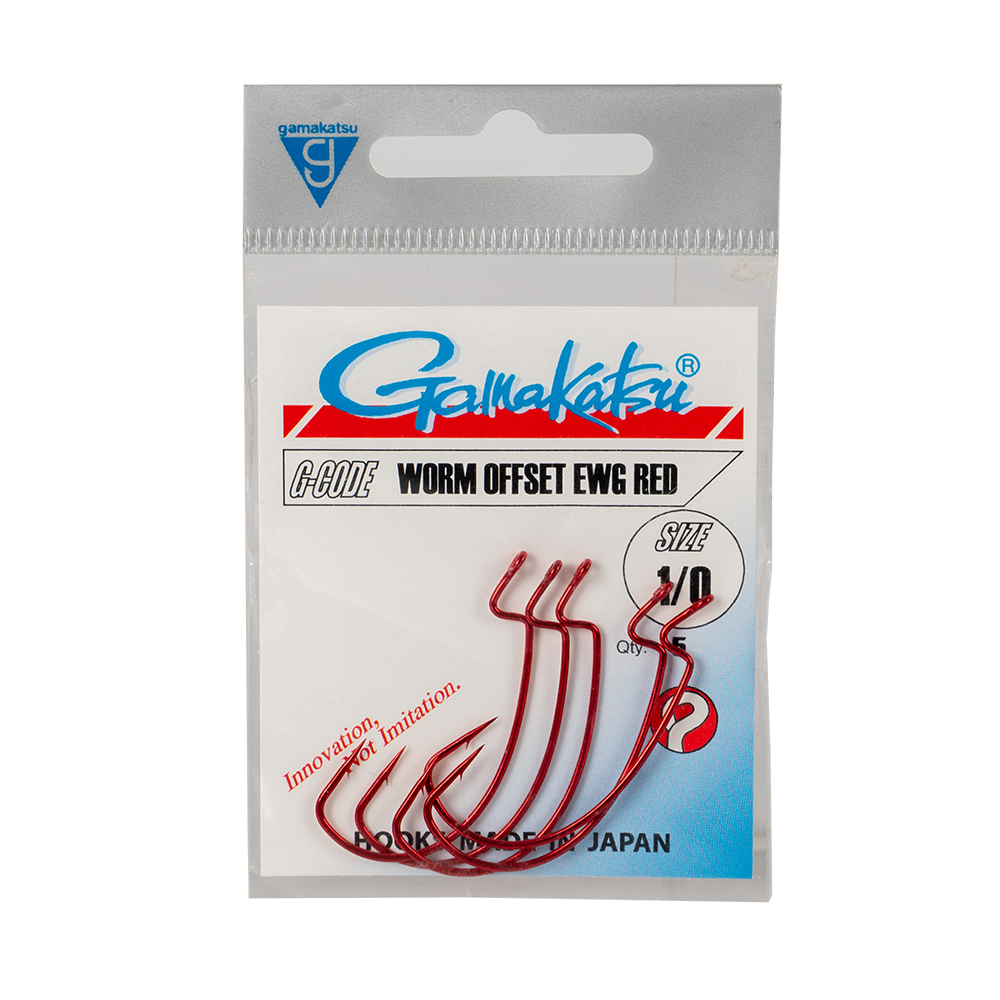 Крючок Gamakatsu Hook Worm Offset EWG Red/0 №1/0. Фото №1