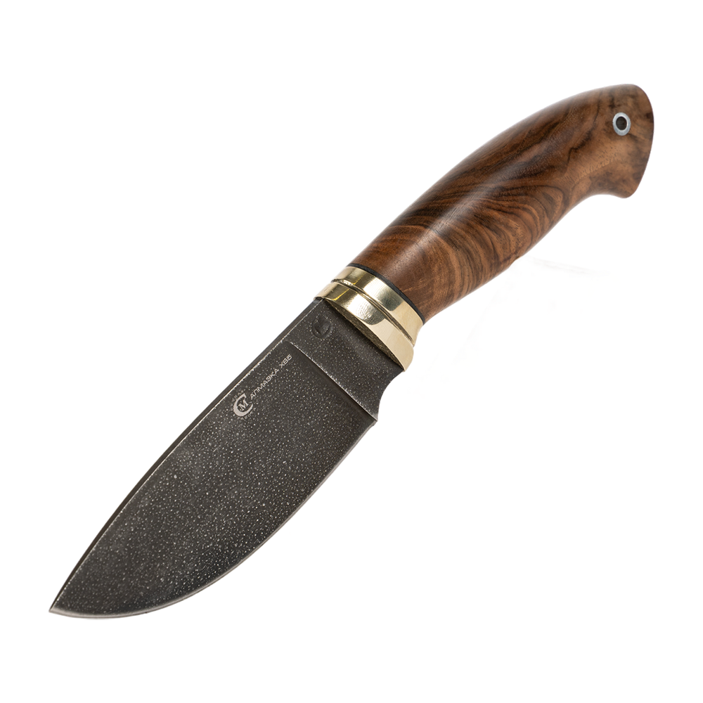 Нож МС "Разделочный", кованая сталь, ХВ5, лит. мельхиор, орех (кап). Фото №5