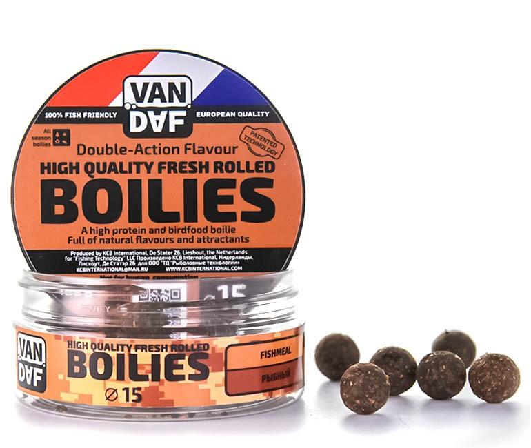 Бойлы VAN DAF Фишмил (рыбный), 15 мм, коричневый, 100 г.. Фото №1