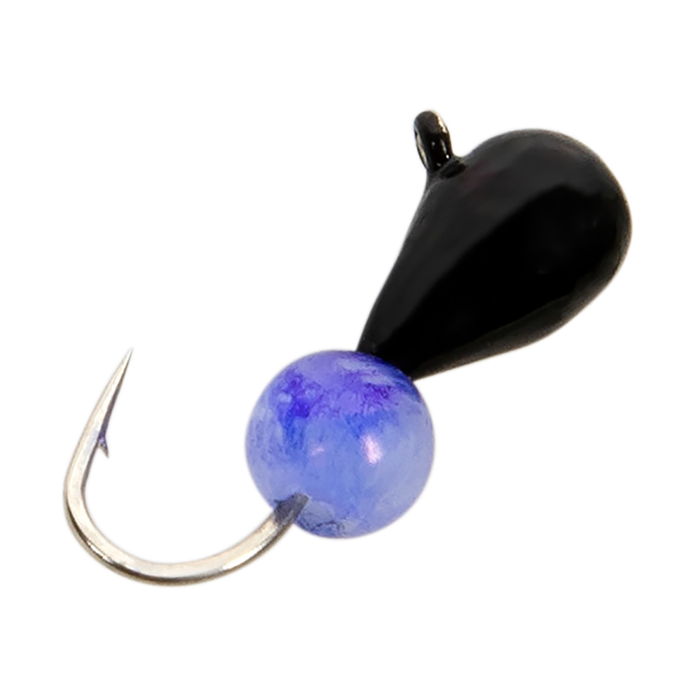 Мормышка вольфрамовая Trye Weight черная "Капля" d4,0мм кошачий глаз, синий (10шт). Фото №1