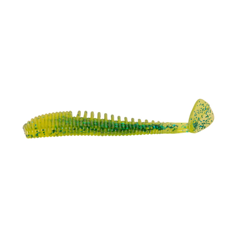 Резина съедобная виброхвост VIKING серия Варуна 75 мм, пиво+зелень (8 шт.). Фото №1