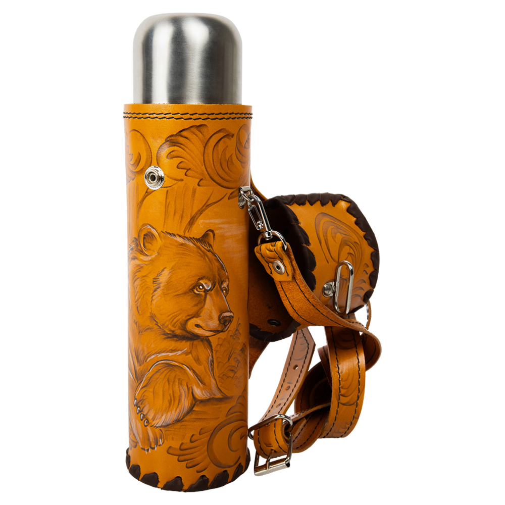 Термос 0,750л (в коже, рисов.с ремнем) (ИП Кишурова). Фото №2 Термос 0,750л (в коже, рисов.с ремнем) (ИП Кишурова). Фото №2