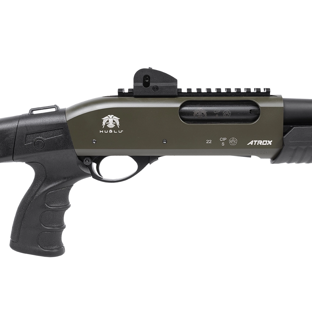 Ружье HUGLU ATROX TACTIC I KHAKI 12x76 PUMP SYNTHETIC, пистолетная рукоять, WEAVER, мушка, целик, ДТ, L510. Фото №3