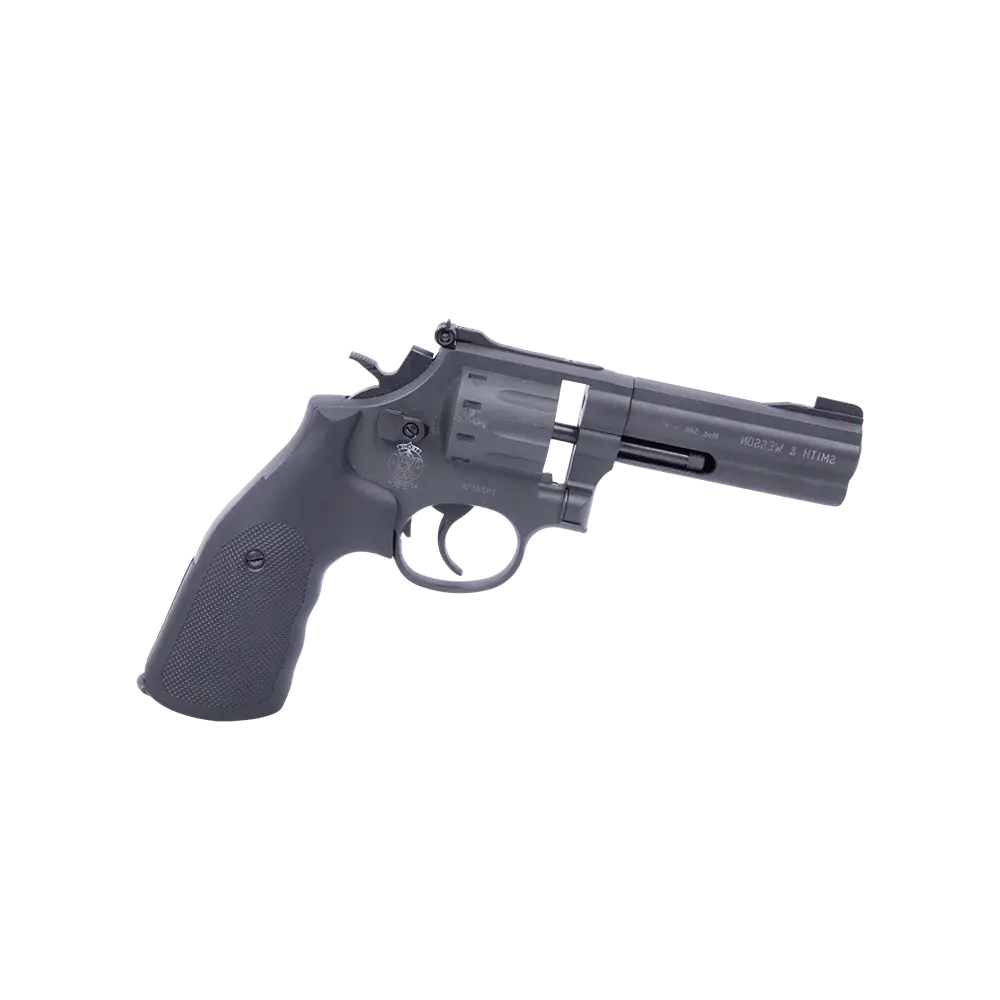 Пистолет пневматический S&W 586-4" (чёрный с чёрными резиновыми накладками). Фото №1