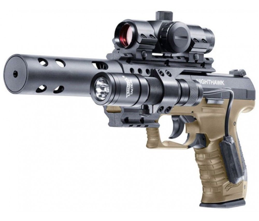 Пистолет пневматический Walther Night Hawk green (коллиматор, чёрный с зелёной рукояткой). Фото №3 Пистолет пневматический Walther Night Hawk green (коллиматор, чёрный с зелёной рукояткой). Фото №3