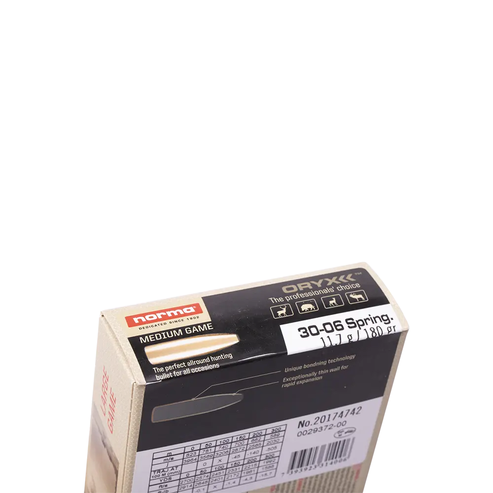 Патрон нарезной NORMA калибр 30-06 SPRG Oryx 11,7 гр. 180 grn. (в пачке 20 шт.). Фото №2