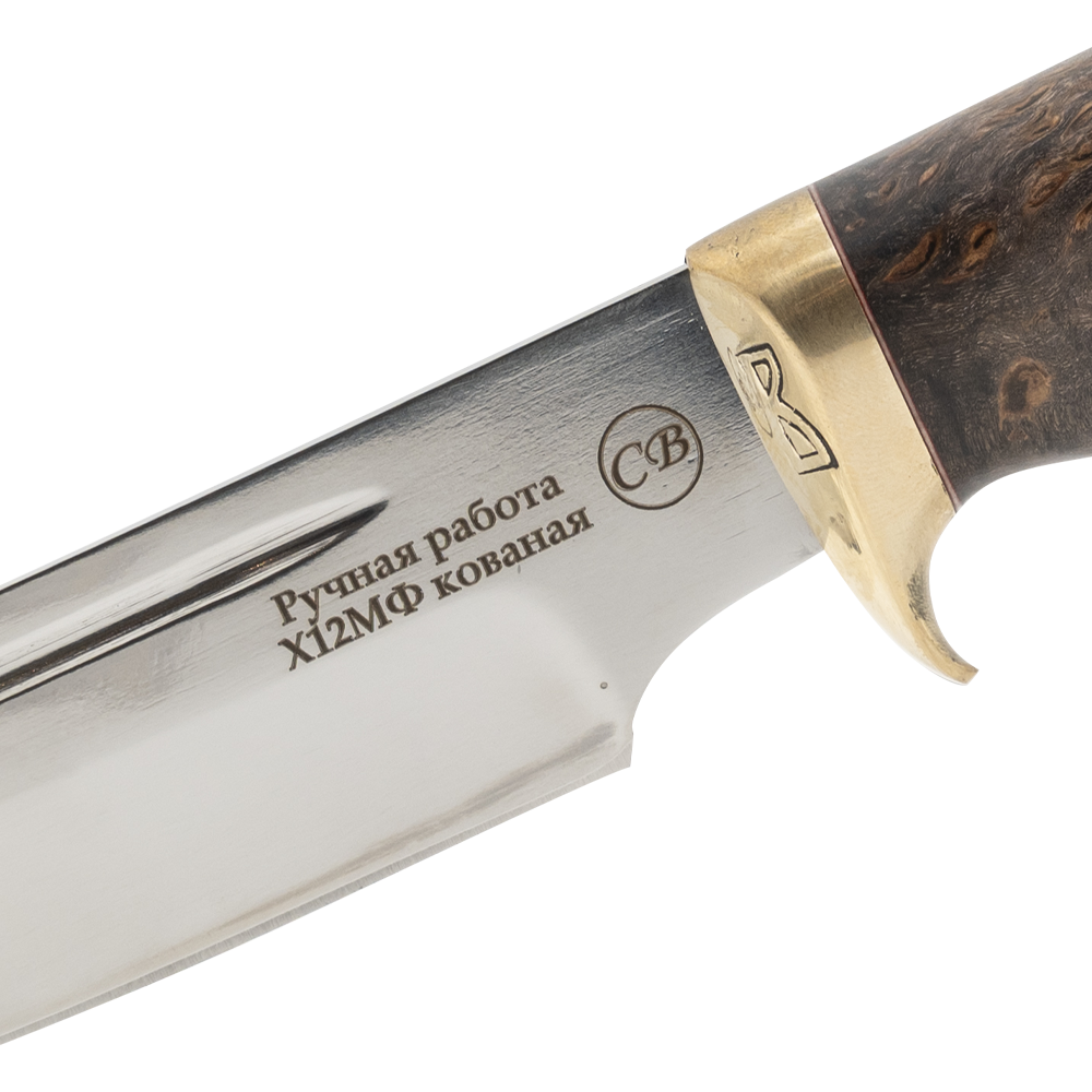 Нож "Секач малый", клинок Х12МФ, рукоять стабил. кар. береза. Фото №2