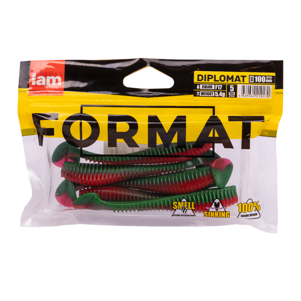 Силиконовая приманка FORMAT DIPLOMAT 100mm, цвет F17n, (5шт). Фото №5 Силиконовая приманка FORMAT DIPLOMAT 100mm, цвет F17n, (5шт). Фото №5