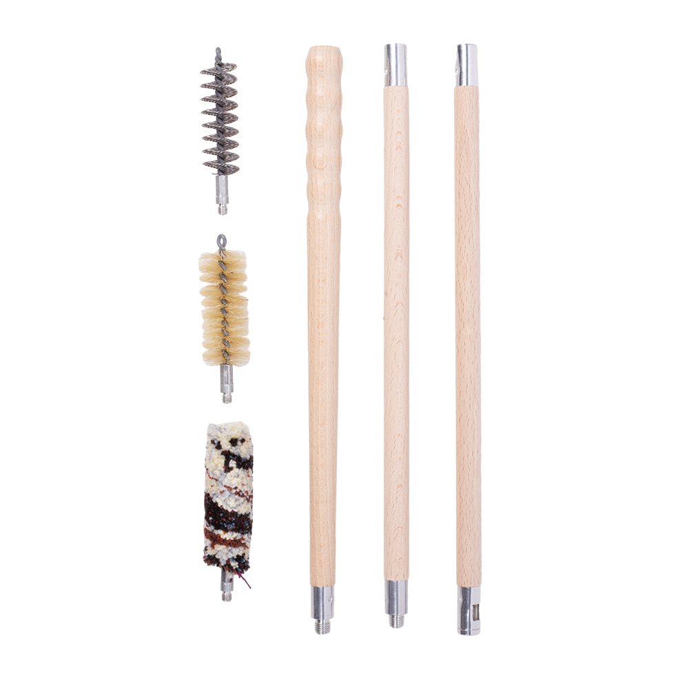 Набор для чистки оружия MegaLine в деревянном кейсе, деревянный шомпол, 3 ерша, 20 калибр. Фото №3