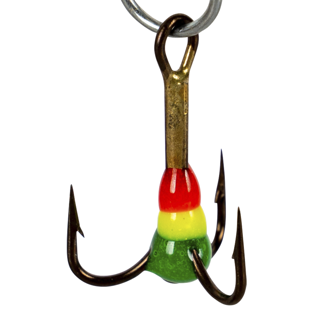 Крючок-тройник для приманок  Lucky John с каплей цвет. разм008/RYG. Фото №1
