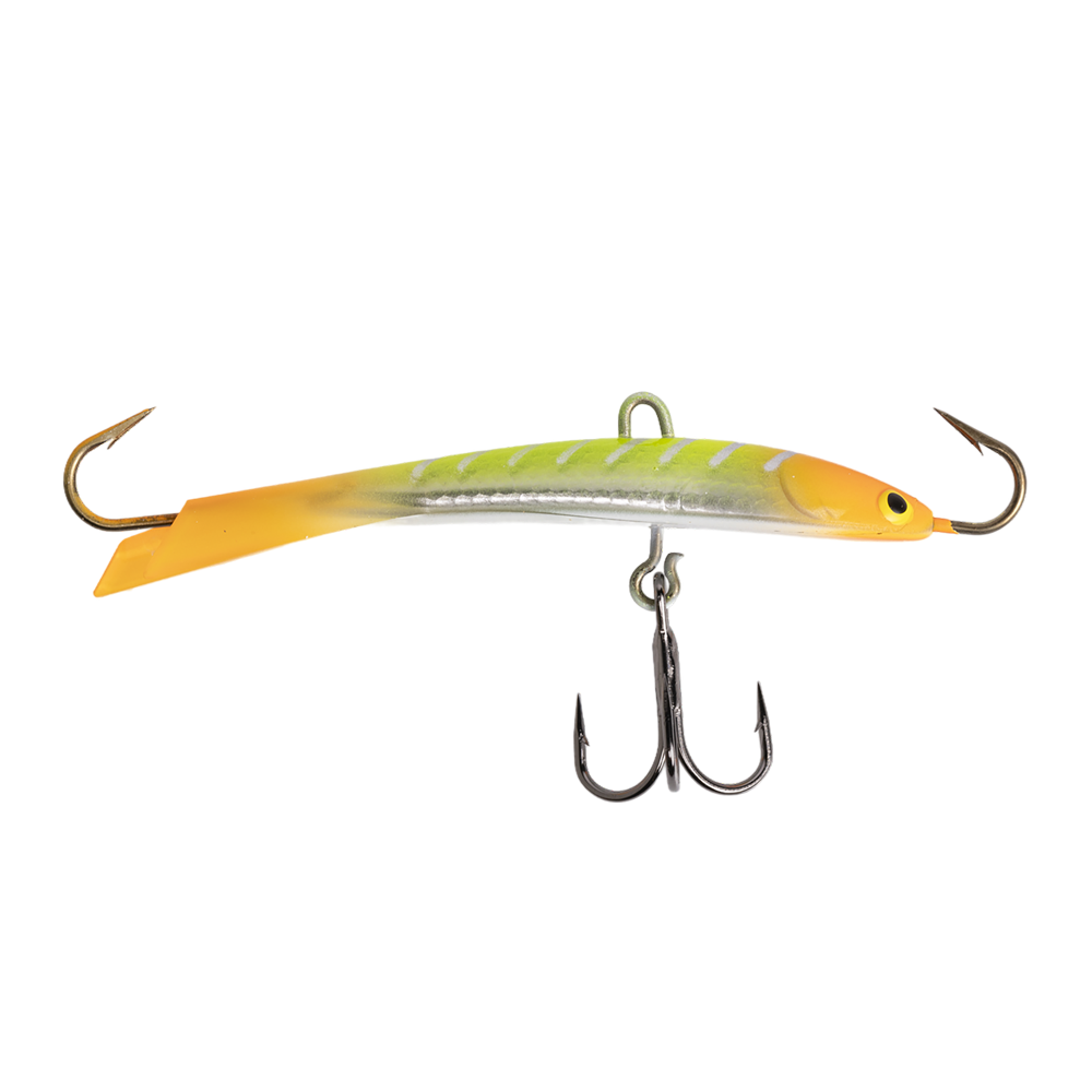 Балансир Kuusamo Tasapaino X-PRO Kuha 75мм, 13,5гр, цвет (FO/Fye/W, UV) с тройником. Фото №1