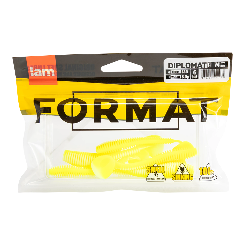 Силиконовая приманка FORMAT DIPLOMAT 74mm, цвет F30 (6шт.упак). Фото №1