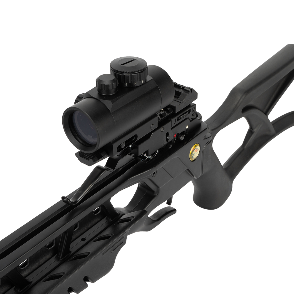 Арбалет рекурсивный Man Kung XB23, black, 4 стрелы, натяжитель, прицел, ремень, кивер. Фото №7